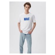 Mavi 066842-620 Beyaz Baskılı Erkek T-Shirt