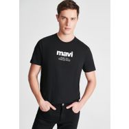 Mavi 066849-900 Siyah Baskılı Rahat Kesim Bisiklet Yaka Erkek T-shirt