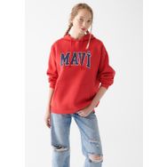 Mavi 1600361-82054 Logo Baskılı Kırmızı Kapüşonlu Kadın Sweatshirt