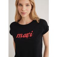 Mavi 166422-900 Logo Baskılı Siyah Slim Fit Dar Kesim Siyah Kadın T-shirt