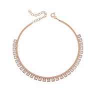 Mavio Gurmet Zincirli Kare Zirkon Taşlı Rose Gold Gümüş Halhal