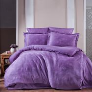 Maxstyle Jakarlı Saten Giza Lila Çift Kişilik Nevresim Takımı