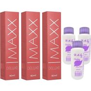 Maxx Deluxe 4.65 Şarap Kızılı 3x60 ml Tüp Saç Boyası + 3 Adet Oksidan