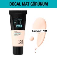 Maybelline Fit Me Matte + Poreless Foundation 102 Fair Ivory Mat Fondöten