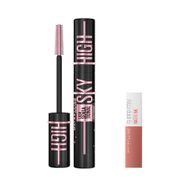 Maybelline New York Lash Sensational Sky High Cosmic Black Maskara Mini Super Stay Matte Ink Likit Mat Ruj 65 Seductress Makyaj Seti