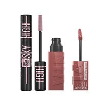 Maybelline New York Lash Sensational Sky High Cosmic Black Maskara Super Stay Vinyl Ink Uzun Süre Kalıcı Likit Parlak Ruj 35 Cheeky Makyaj Seti