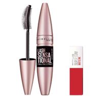 Maybelline New York Lash Sensational Yelpaze Etkili Intense Black Maskara Mini Super Stay Matte Ink Likit Mat Ruj 20 Pioneer Makyaj Seti