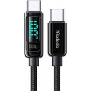 Mcdodo CA-8820 Typr-c To Type-c 100W PD 1.2 m Siyah 5A PD Dijital Ekranlı Data Şarj Kablosu