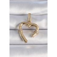 MCM Group Pirinç Gold Renk Zirkon Taş Detaylı Kalp Figür Ajda Charm