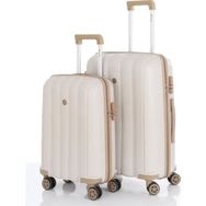 Mcs V305 Beyaz-Gold Orta-Kabin 2'li Polipropilen Valiz Seti
