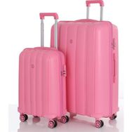 Mcs V305 Pembe Büyük-Kabin 2'li Polipropilen Valiz Seti