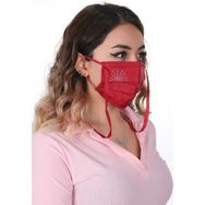 Meditex K-1 Bordo Gümüş İyonlu Boyundan Askılı Yıkanabilir Taşlı Maske