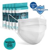 Medizer 3 Katlı Spunbond Kumaş 10'lu 5 Kutu Burun Telli Beyaz Full Ultrasonik Cerrahi Ağız Maskesi