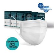 Medizer 3 Katlı Spunbond Kumaş 150 Adet Burun Telli Beyaz Full Ultrasonik Cerrahi Ağız Maskesi