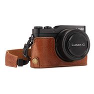 Megagear MG1468 Panasonic Lumix DC-GX950 900 DC-GF10 Açık Kahve Hakiki Deri Kamera Kılıfı