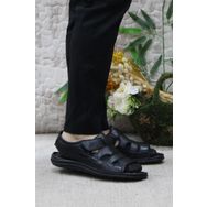 Mehmet Mete 106 Siyah Kale Comfort Hakiki Deri Erkek Sandalet