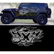 Melek Pazarı Alevli 4x4 off Road Gümüş 90x51 cm Oto Sticker