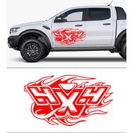 Melek Pazarı Alevli 4x4 off Road Kırmızı 50x29 cm Oto Sticker