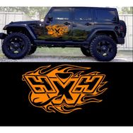 Melek Pazarı Alevli 4x4 off Road Turuncu 50x29 cm Oto Sticker
