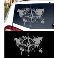 Melek Pazarı S1322 Dünya Pusula off Road Gümüş 90x70 cm Oto Sticker