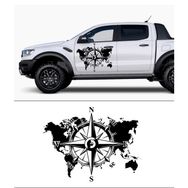 Melek Pazarı S1322 Dünya Pusula off Road Siyah 150x116 cm Oto Sticker