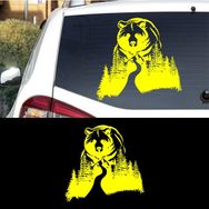Melek Pazarı S1409 Ayı Orman Manzara Sarı 90x90 cm Oto Sticker