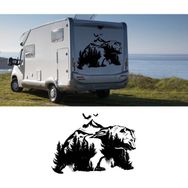 Melek Pazarı S1412 Doğa Manzarası ve Ayı Siyah 120x78 cm Oto Sticker