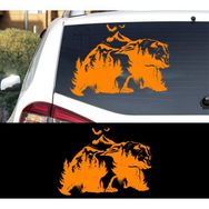 Melek Pazarı S1412 Doğa Manzarası ve Ayı Turuncu 50x33 cm Oto Sticker