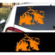 Melek Pazarı S1412 Doğa Manzarası ve Ayı Turuncu 90x59 cm Oto Sticker