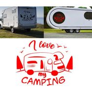 Melek Pazarı S1744 I Love Camping Kamp Kırmızı 40x32 cm Oto Sticker