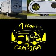 Melek Pazarı S1744 I Love Camping Kamp Sarı 40x32 cm Oto Sticker