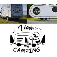 Melek Pazarı S1744 I Love Camping Kamp Siyah 40x32 cm Oto Sticker
