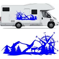 Melek Pazarı S1745 Geyik Pusula Dağ Kamp off Road Mavi 90x35 cm Oto Sticker