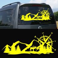 Melek Pazarı S1745 Geyik Pusula Dağ Kamp off Road Sarı 60x24 cm Oto Sticker