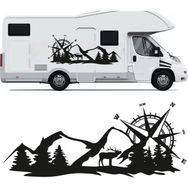 Melek Pazarı S1745 Geyik Pusula Dağ Kamp off Road Siyah 150x58 cm Oto Sticker