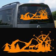 Melek Pazarı S1745 Geyik Pusula Dağ Kamp off Road Turuncu 120x46 cm Oto Sticker