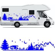 Melek Pazarı S1747 Kamp Orman Manzarası Karavan Mavi 40x11 cm Oto Sticker