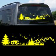 Melek Pazarı S1747 Kamp Orman Manzarası Karavan Sarı 60x17 cm Oto Sticker