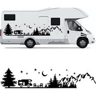 Melek Pazarı S1747 Kamp Orman Manzarası Karavan Siyah 160x44 cm Oto Sticker