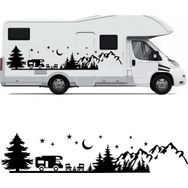 Melek Pazarı S1747 Kamp Orman Manzarası Karavan Siyah 220x60 cm Oto Sticker