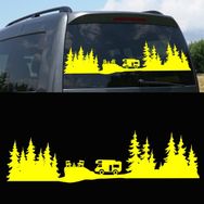 Melek Pazarı S1748 Kamp Orman Manzarası Karavan Sarı 40x11 cm Oto Sticker