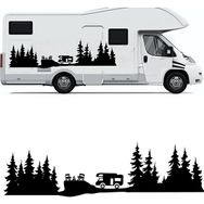 Melek Pazarı S1748 Kamp Orman Manzarası Karavan Siyah 60x17 cm Oto Sticker