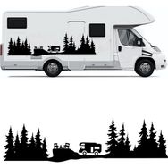Melek Pazarı S1748 Kamp Orman Manzarası Karavan Siyah 90x25 cm Oto Sticker