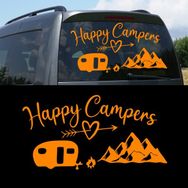 Melek Pazarı S1750 Mutlu Kampçılar Happy Campiers Turuncu 45x24 cm Oto Sticker