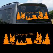 Melek Pazarı S1755 Kamp Zamanı Camping Time Orman Manzara Karavan Turuncu 60x17 cm Oto Sticker