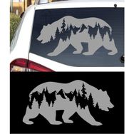 Melek Pazarı S1868 Ayı Orman Doğa Manzara off Road Gümüş 20x10 cm Oto Sticker