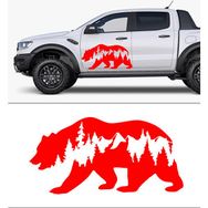 Melek Pazarı S1868 Ayı Orman Doğa Manzara off Road Kırmızı 50x25 cm Oto Sticker