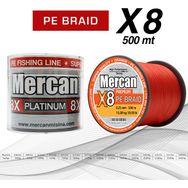 Mercan PE Örgü Platinum 8X İp 0.25 mm - 500 mt Turuncu Misina