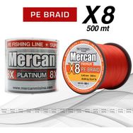 Mercan PE Örgü Platinum 8X İp 0.40 mm - 500 mt Turuncu Misina
