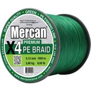 Mercan PE Örgü Premium 4X İp 0.12 mm - 1000 mt Yeşil Misina